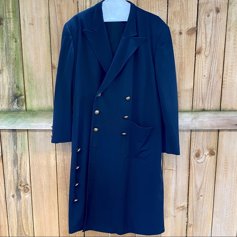 Yohji Yamamoto Double Breasted Navy Wool Coat EUC